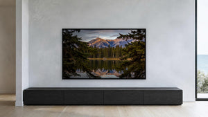 Alpenglow Reflection by Harry Collins, 60 x 35.75 in, black float frame