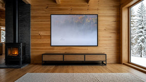 Autumn Paddle by Robert A. Metcalfe, 48 x 32 in, black float frame