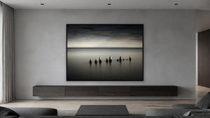 Broken Pier, Grimsby, Ontario by Rick Bogacz, 54.75 x 40 in, black float frame