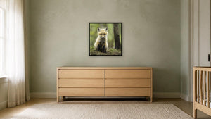 Curious Kit by Missy Mandel, 24 x 24 in, black float frame