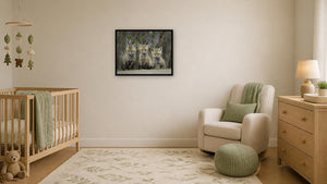 Den Mates by Missy Mandel, 25.5 x 20 in, black float frame
