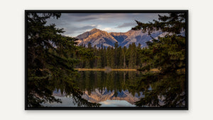 Alpenglow Reflection by Harry Collins, black float frame [fin:float:Black]