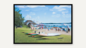 Summer at the Beach by Marni Appel, black float frame [fin:float:Black]