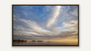 Georgian Bay Sky by Rob Stimpson, whitewashed wood float frame [fin:float:Whitewashed Wood]