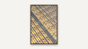 Golden Geometry by Lisa Robertson, whitewashed wood float frame [fin:float:Whitewashed Wood]