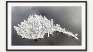 Helen Island, Frosted by Rob Stimpson, black picture frame [fin:paper:Black]