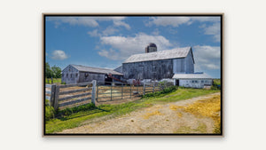 Lakeshore rd. farm by Scott Farquharson, whitewashed wood float frame [fin:float:Whitewashed Wood]