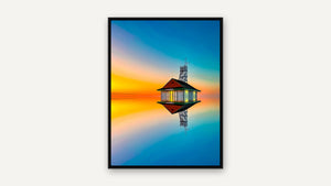 Leuty, Blue and Gold by Tatiana Campbell, black float frame [fin:float:Black]