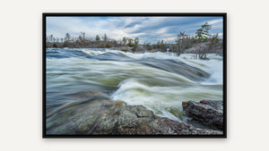 Flow Lines of Springmelt by Robert A. Metcalfe, black float frame [fin:float:Black]