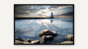 The Lighthouse Lake Huron by Gary Burns, black float frame [fin:float:Black]