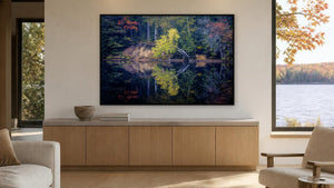 Falls Reflections by Rick Bogacz, 60 x 40 in, black float frame