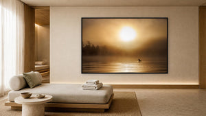 Golden Mist by Harry Collins, 62.75 x 40 in, black float frame