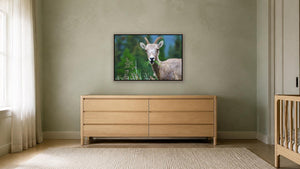 Golden Rule by Nancy Wessely, 36 x 24 in, whitewashed wood float frame