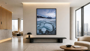 Ice Bubbles, Abraham Lake by Harry Collins, 32 x 42.75 in, black float frame