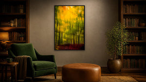 In the Woods by Marni Appel, 32 x 48 in, black float frame