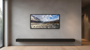 Medicine Lake by Christy Grinton, 48 x 23 in, black float frame