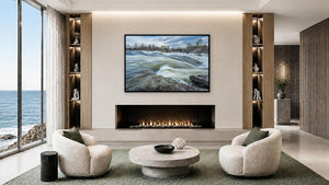 Flow Lines of Springmelt by Robert A. Metcalfe, 48 x 32 in, black float frame