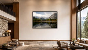 Stillness Twice by Jim Neale, 60 x 40 in, black float frame