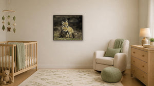 Three Kits by Missy Mandel, 28 x 24 in, whitewashed wood float frame