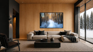 Into the Winter Woods by Robert A. Metcalfe, 60 x 40 in, black float frame