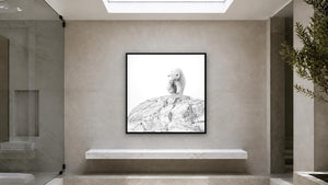 Winter Stroll by Christy Grinton, 36 x 36 in, black float frame