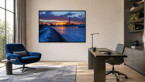 Winter Sunset, Ashbridge's Bay by Tatiana Campbell, 60 x 40 in, black float frame